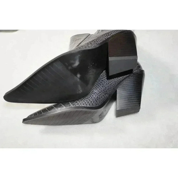 Zara Dark Grey Animal Print Mock Croc Cowboy Ankle Boots UK5 EU38 US7.5 - Picture 4 of 12